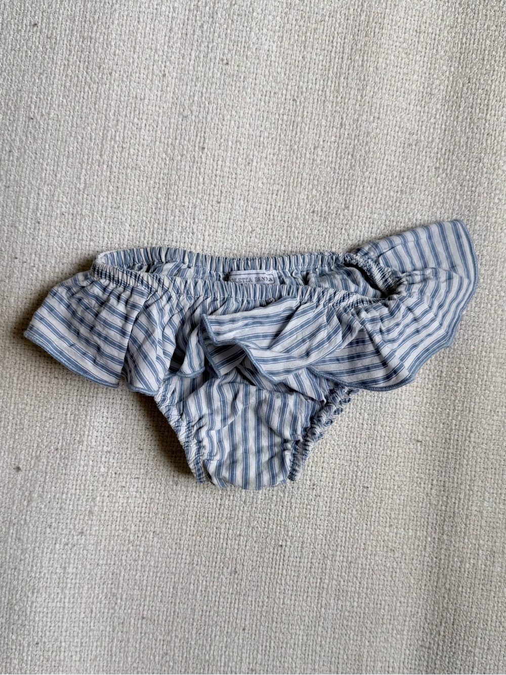 Nicoletta Fanna Striped Ruffle Kids Swim Bikini Bottoms - Blue & White, Sz 2T